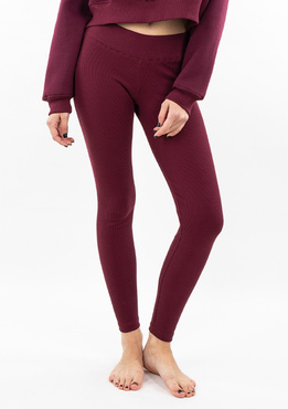 Legginsy Bayo - bordo bawełna prążki - Dkaren