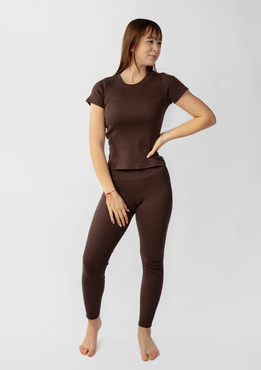 Komplet Halima - czekolada bawełna prążki - Dkaren