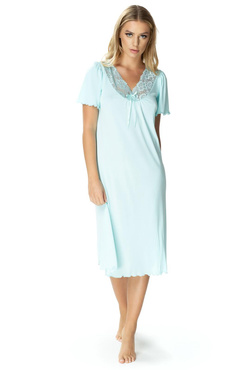 Koszula nocna Doris damska z krótkim rękawkiem 6076 miętowy - Mewa