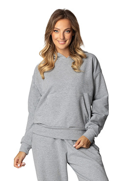 Modna bluza z kapturem DK-K-B8 - szary bawełna - Dkaren