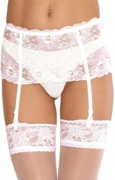 Ozdobny pas do pończoch De Lafense 945 - Babette z szeroką koronką