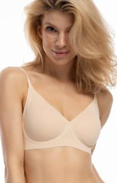 Nowoczesny bezszwowy beżowy biustonosz Julimex Simple T-SHIRT BRA