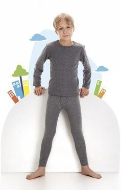 Szary podkoszulek dziecięcy z długim rękawem - Cornette