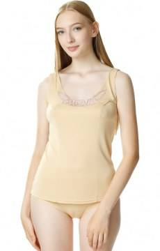 Beżowa koszulka na ramiączkach Mewa 4139 z jedwabiu Vistex