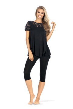 Elegancka czarna piżama 3/4 Hamana Elimar S-5XL