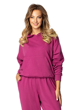 Modna bluza z kapturem DK-K-B8 - fuksja bawełna - Dkaren