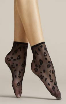 Czarne skarpetki rajstopowe wzór w cętki DORIA 8DEN