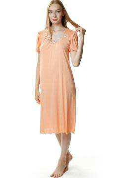 Długa koszula nocna Mewa 4112 z jedwabiu Vistex morelowy