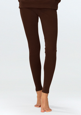 Legginsy Bayo - czekolada bawełna prążki - Dkaren