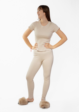 Komplet Halima - beż bawełna prążki - Dkaren