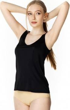 Klasyczna, gładka koszulka Mewa 4138 z jedwabiu VISTEX - czarna