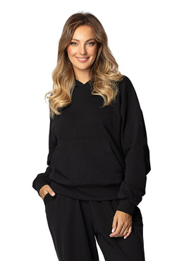 Modna bluza z kapturem DK-K-B8 - czarny bawełna - Dkaren
