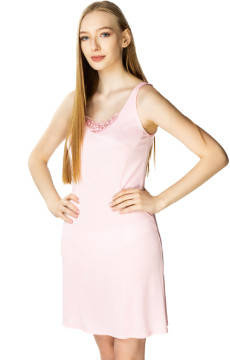 Różowa halka Mewa 4127 z jedwabiu Vistex , z ozdobnym dekoltem