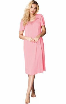 Długa koszula nocna Mewa 4112 z jedwabiu Vistex koralowy