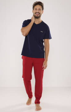 Piżama męska z krótkim rękawem i długimi spodniami De Lafense 624 Kevin