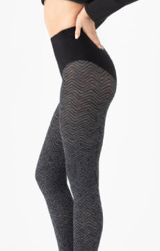 Szare rajstopy ze wzorem w jodełkę Fiore CHEVRON CHIC 60DEN