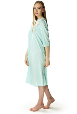 Długa koszula nocna Diana z ładnym dekoltem mięta - Mewa