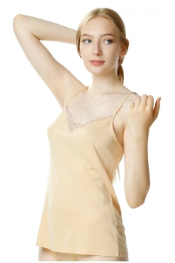 Dopasowana koszulka na ramiaczkach Mewa / 2280 - beżowa