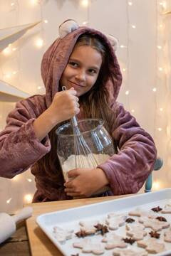 Jagodowy szlafrok dziewczęcy z kapturkiem  De lafense 730 Serena