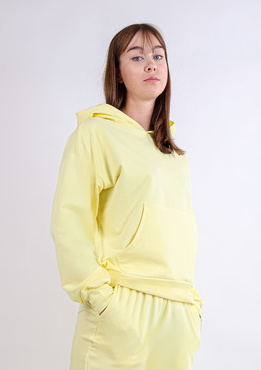 Modna bluza z kapturem DK-K-B8 - żółty bawełna - Dkaren
