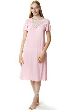 Długa koszula nocna Mewa 4112 z jedwabiu Vistex różowy