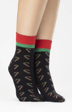 Skarpetki rajstopowe z motywem świątecznym Fiore CANDY CANE