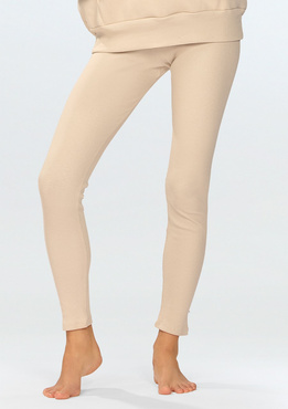 Legginsy Bayo - beż bawełna prążki - Dkaren