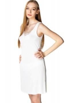 Biała halka Mewa 4127 z jedwabiu Vistex , z ozdobnym dekoltem