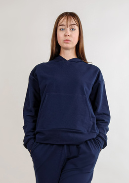 Modna bluza z kapturem DK-K-B8 - granat bawełna - Dkaren