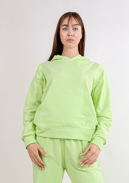Modna bluza z kapturem DK-K-B8 - jasny zielony bawełna - Dkaren