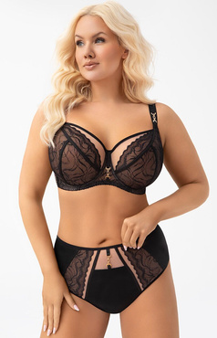Miękki, gustowny biustonosz na drutach czarny K975 LATIKA - Gorsenia