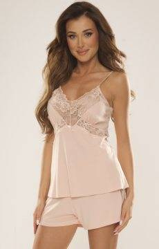 Wiskozowa piżamka letnia zdobiona koronką De Lafense 641 Noela