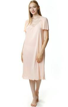 Długa koszula nocna Mewa 4112 z jedwabiu Vistex łososiowy