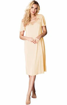 Długa koszula nocna Mewa 4112 z jedwabiu Vistex kremowy