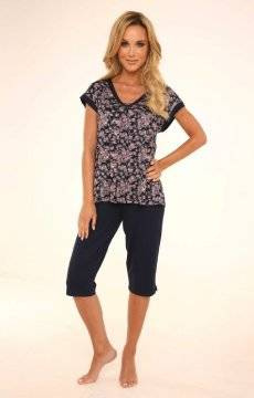 Piżama 3/4 z krótkim rękawem De Lafense 489 / Mia granatowa