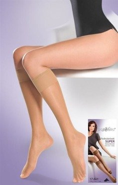 Podkolanówki Gabriella Super, bez zaznaczonych palców beige