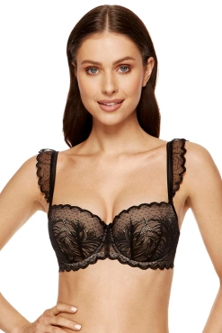 Astrid/B1 biustonosz push-up gładki czarny-beż; Gorteks