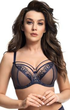 Miękki koronkowy biustonosz z paseczkami na dekolcie Gorsenia K496 PARADISE